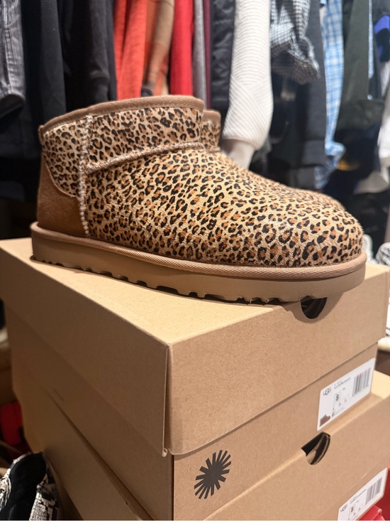 UGG Shoes - UGG Leopard Print Mini Boot in Tan and Brown